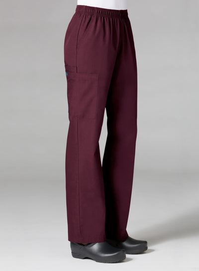 Women's 3 Pocket Full Elastic Waistband Cargo Scrub Pants