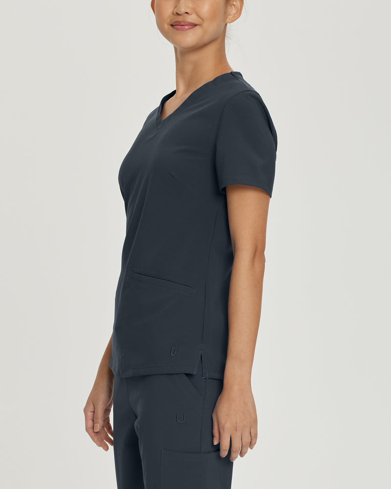 GRAPHITE - Urbane Impulse Women's 2 Pocket V-Neck Activewear Scrub Top for Nursing - Image 2