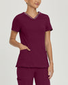 WINE - Urbane Impulse Women's 2 Pocket V-Neck Activewear Scrub Top for Nursing - Image 1