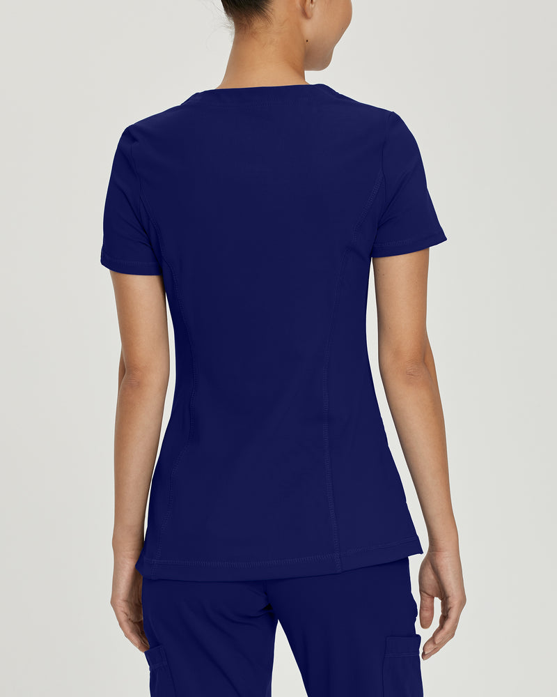 TRUE NAVY - Urbane Impulse Women's 2 Pocket V-Neck Activewear Scrub Top for Nursing - Image 3