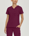 WINE - Urbane Impulse Women's V-Neck Tuckable Activewear Scrub Top for Nursing - Image 1