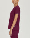 WINE - Urbane Impulse Women's V-Neck Tuckable Activewear Scrub Top for Nursing - Image 2