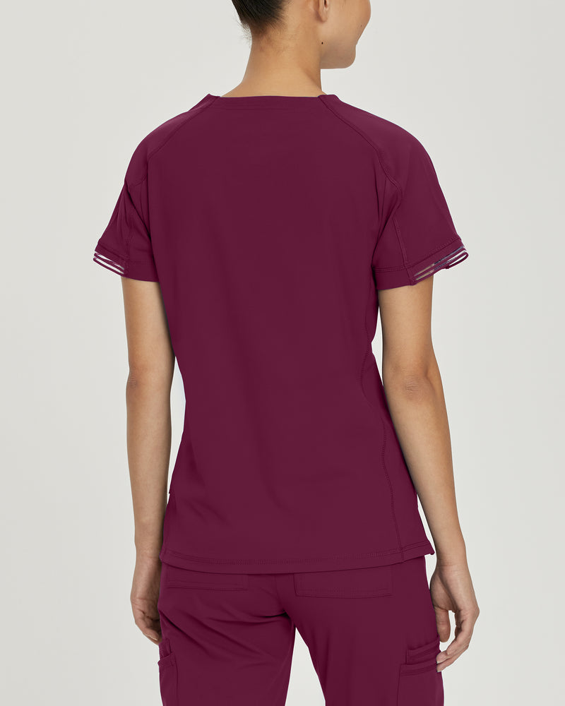 WINE - Urbane Impulse Women's V-Neck Tuckable Activewear Scrub Top for Nursing - Image 3