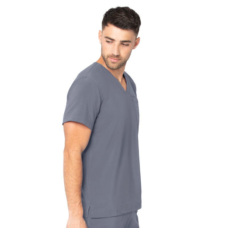 STEEL - Urbane Performance Men's Men's V-Neck Performance Scrub Top for Nursing - Image 2
