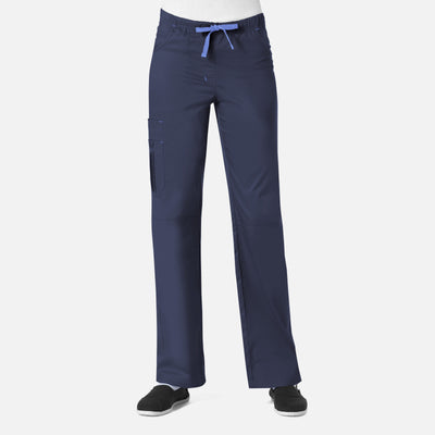 Pantalones tipo cargo de tela médica pintuck de 4 bolsillos para mujer