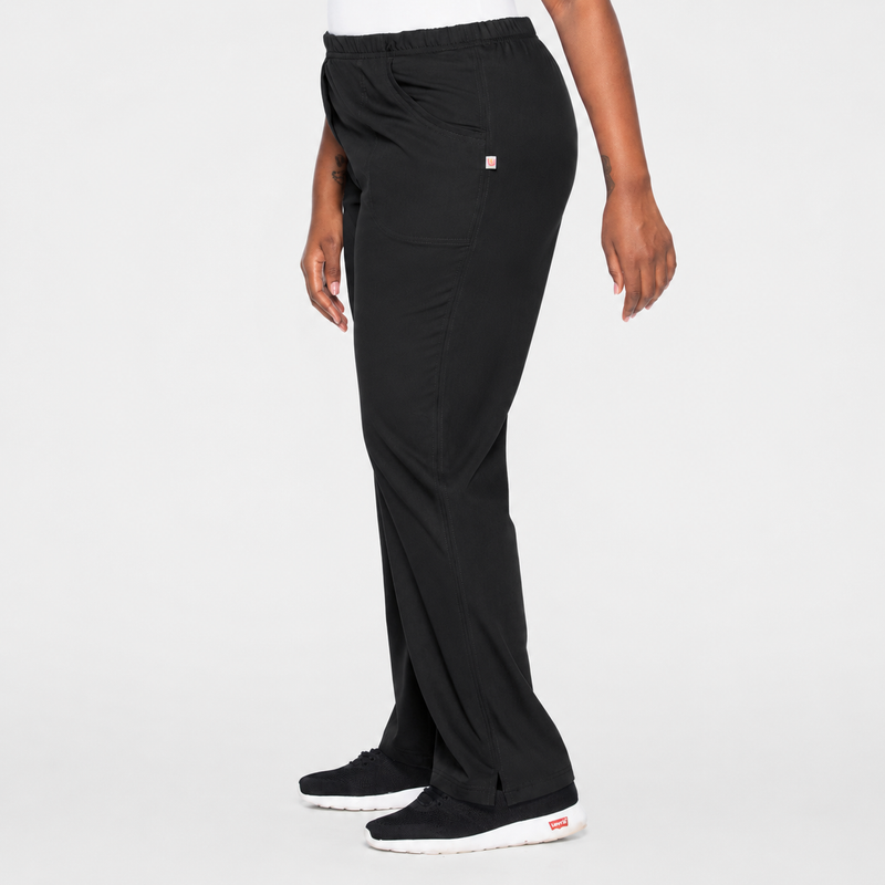 BLACK - Urbane Women's 2 Pocket Flare Leg Scrub Pant for Nursing - Image 2