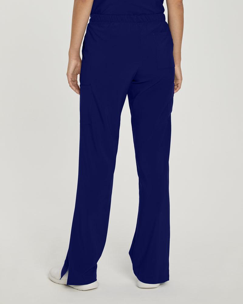 TRUE NAVY - Urbane Women's 6 Pocket Cargo Flare Leg Performance Scrub Pant for Nursing - Image 3