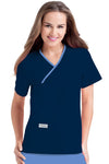 NAVY/CEIL - Women's 2 Pocket Mock Wrap V-Neck Scrub Top for Nursing - Image 1