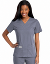 STEEL - Women's 2 Pocket Mock Wrap V-Neck Scrub Top for Nursing - Image 1
