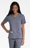 STEEL - Women's 2 Pocket Mock Wrap V-Neck Scrub Top for Nursing - Image 2