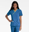 ROYAL/LIME - Women's 2 Pocket Mock Wrap V-Neck Scrub Top for Nursing - Image 1