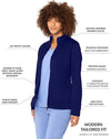 TRUE NAVY - Urbane Empower P-Tech Women's 3 Pocket Zip Front Scrub Jacket for Nursing - Image 1