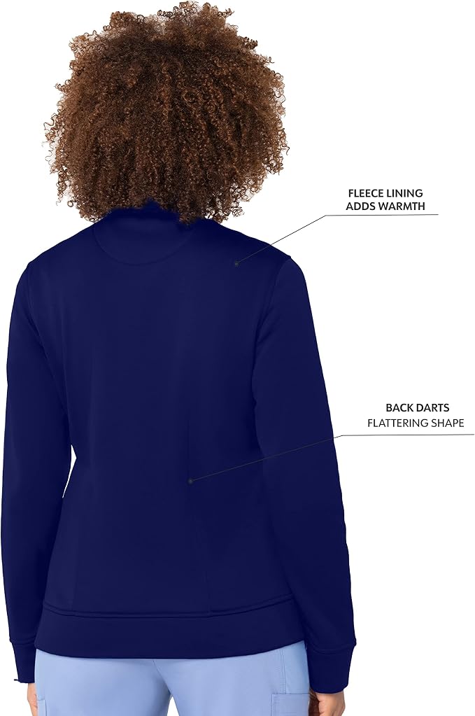 TRUE NAVY - Urbane Empower P-Tech Women's 3 Pocket Zip Front Scrub Jacket for Nursing - Image 2