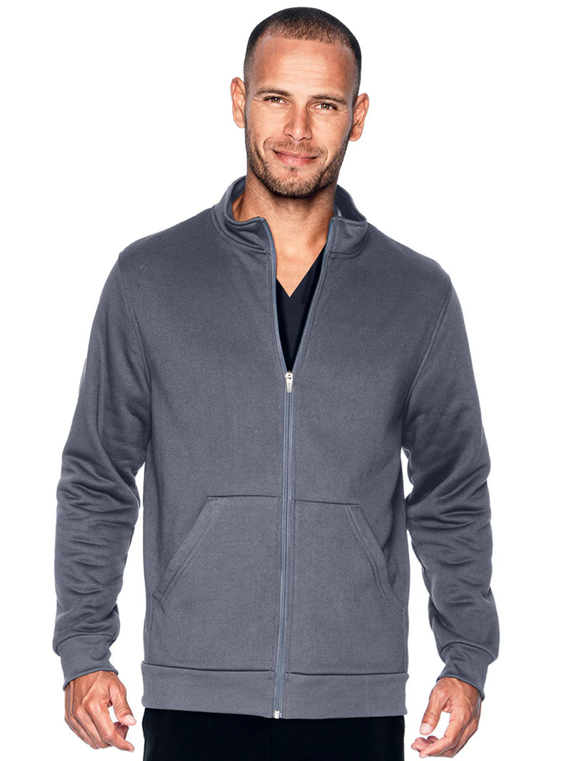 STEEL - Urbane Performance Men's 2 Pocket Zip Front Fleece Scrub Jacket for Nursing - Image 4