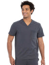 PEWTER - Cherokee Euphoria Men's 2 Pocket Tuckable V-Neck Scrub Top for Nursing - Image 1