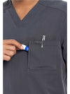 PEWTER - Cherokee Euphoria Men's 2 Pocket Tuckable V-Neck Scrub Top for Nursing - Image 2