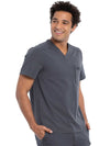 PEWTER - Cherokee Euphoria Men's 2 Pocket Tuckable V-Neck Scrub Top for Nursing - Image 5