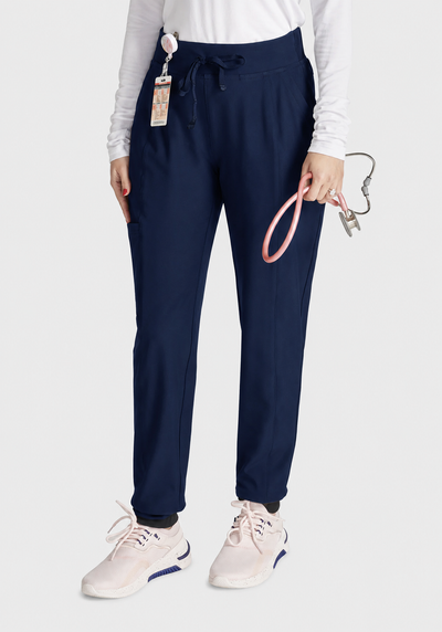 Pantalón de uniforme jogger para mujer, negro, tiro alto, con fuelle