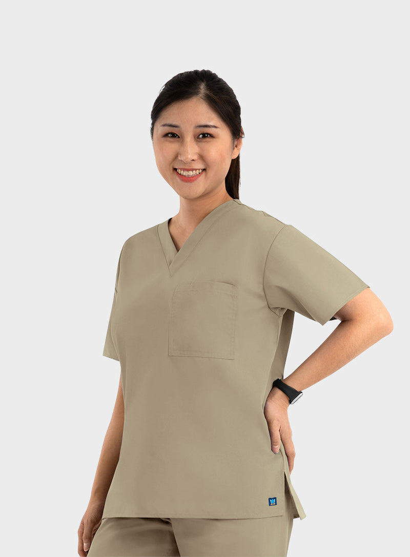 Khaki - Maevn Scrub Tops - Detail View