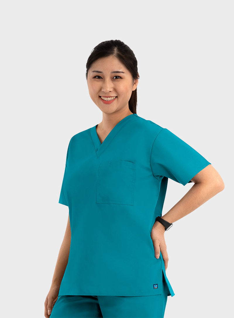 Teal - Maevn Scrub Tops - Detail View