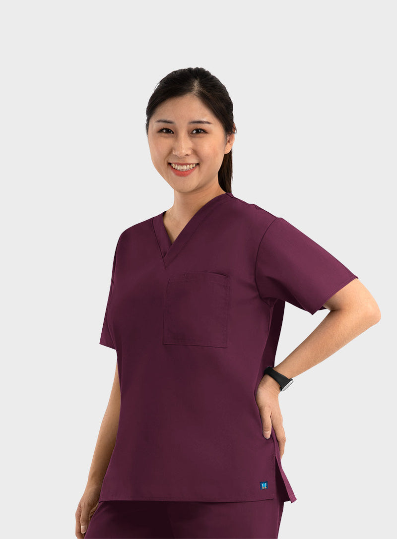 Wine - Maevn Scrub Tops - Detail View