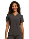 PEWTER - Dickies Riveting Women's 1 Pocket Tuck-In V-Neck Scrub Top for Nursing - Image 4