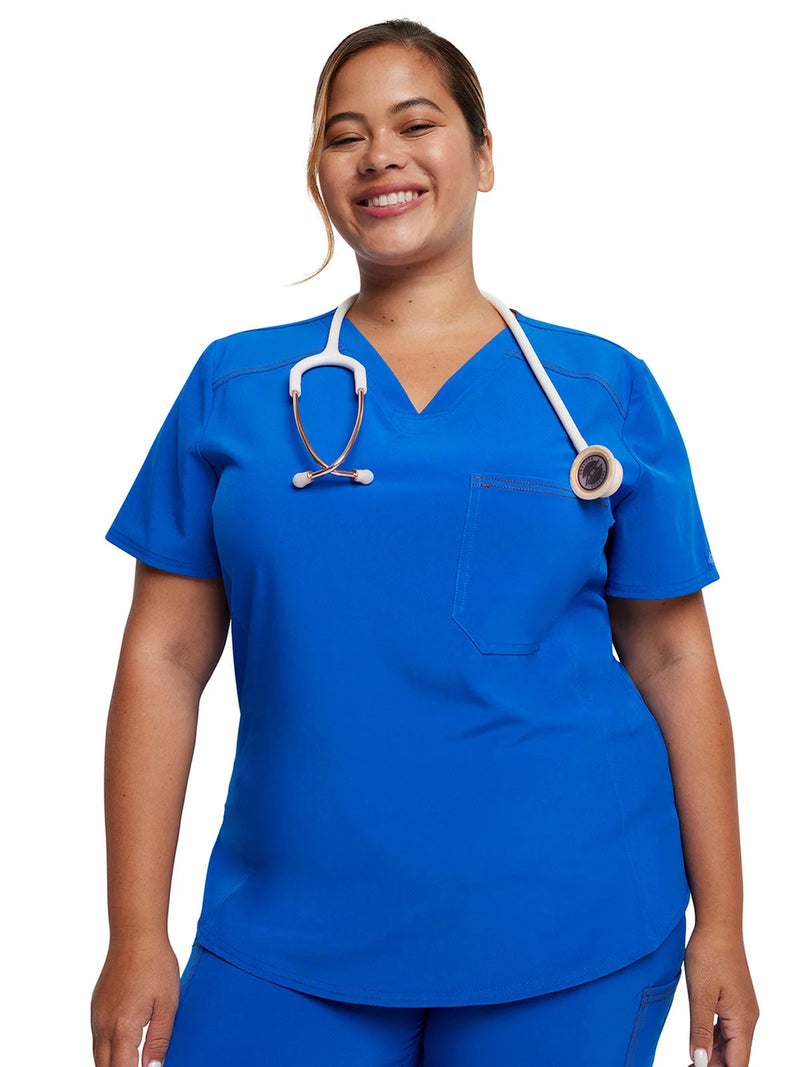 ROYAL - Dickies Riveting Women's 1 Pocket Tuck-In V-Neck Scrub Top for Nursing - Image 4