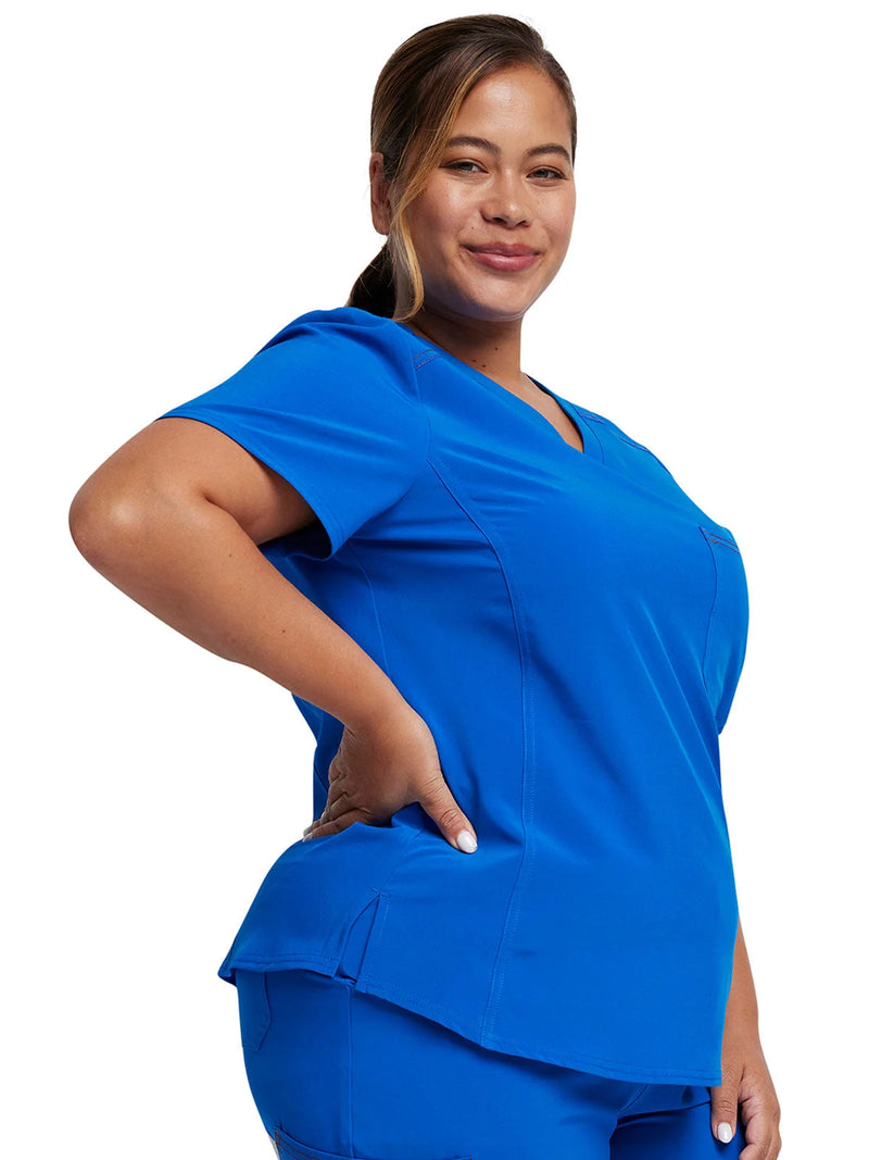 ROYAL - Dickies Riveting Women's 1 Pocket Tuck-In V-Neck Scrub Top for Nursing - Image 3