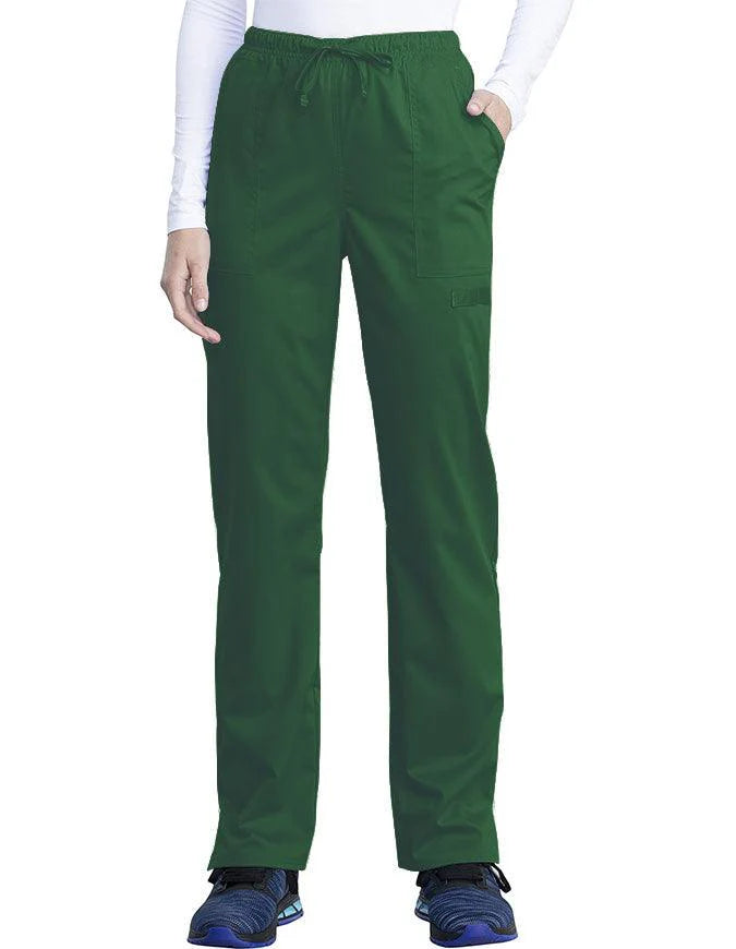 HUNTER GREEN - Cherokee Workwear Revolution Women's Mock Wrap Scrub Top - Image 1