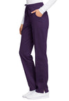 EGGPLANT - Cherokee Workwear Revolution Tech Women's 3 Pocket Mid Rise Straight Leg Drawstring Scrub Pant - Image 2