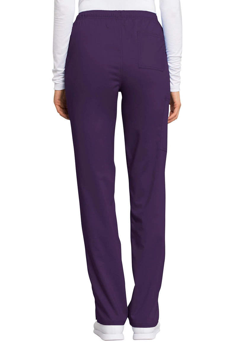 EGGPLANT - Cherokee Workwear Revolution Tech Women's 3 Pocket Mid Rise Straight Leg Drawstring Scrub Pant - Image 3