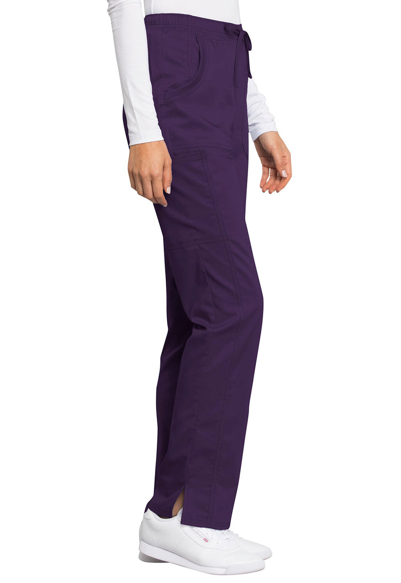 EGGPLANT - Cherokee Workwear Revolution Tech Women's 3 Pocket Mid Rise Straight Leg Drawstring Scrub Pant - Image 4