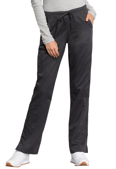 Cherokee Workwear Revolution Tech Women's Petite 4 Pocket Mid Rise Straight Leg Drawstring Scrub Pant