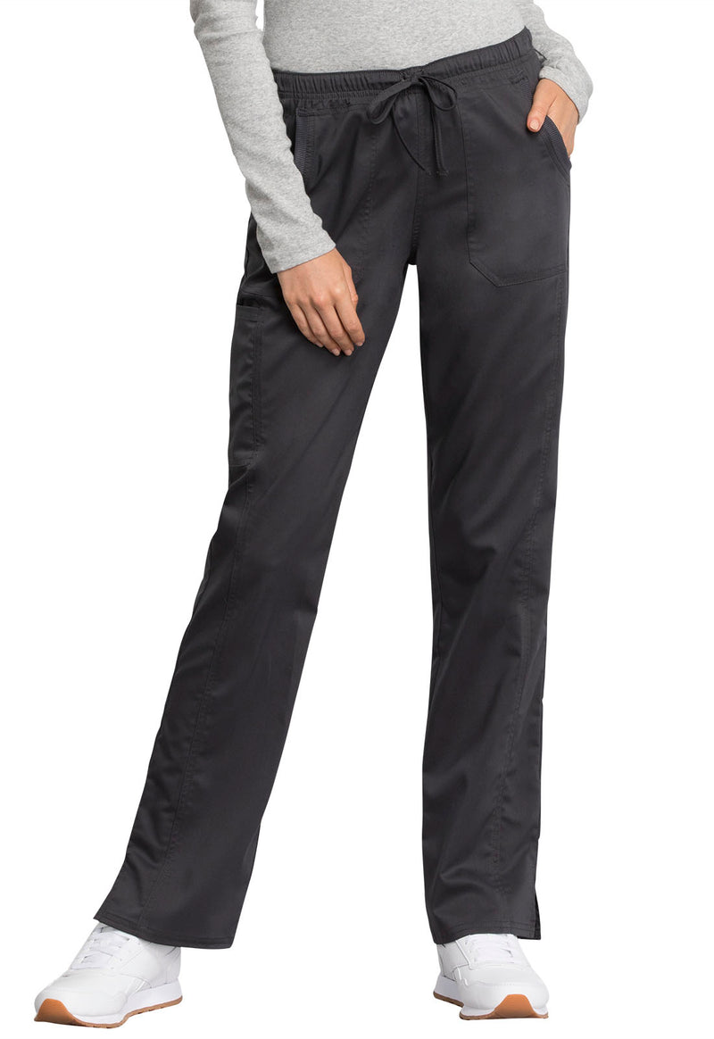 PEWTER - Cherokee Workwear Revolution Tech Women's 3 Pocket Mid Rise Straight Leg Drawstring Scrub Pant - Image 1