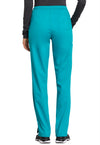 TEAL BLUE - Cherokee Workwear Revolution Tech Women's 3 Pocket Mid Rise Straight Leg Drawstring Scrub Pant - Image 3