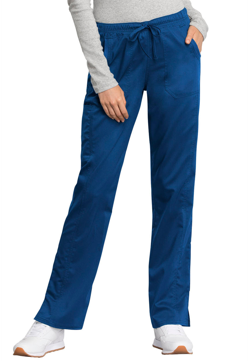 ROYAL BLUE - Cherokee Workwear Revolution Tech Women's Petite 3 Pocket Mid Rise Straight Leg Drawstring Scrub Pant - Image 1