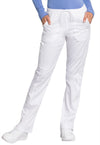 WHITE - Cherokee Workwear Revolution Tech Women's Petite 3 Pocket Mid Rise Straight Leg Drawstring Scrub Pant - Image 1