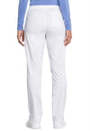 WHITE - Cherokee Workwear Revolution Tech Women's Petite 3 Pocket Mid Rise Straight Leg Drawstring Scrub Pant - Image 3