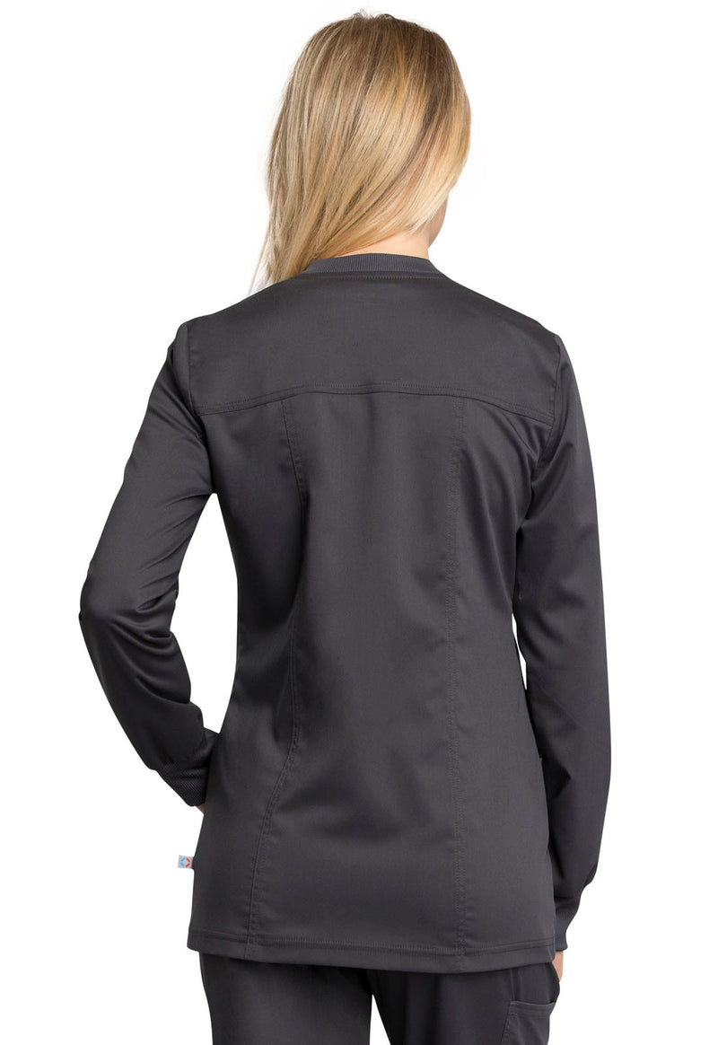 PEWTER - Cherokee Workwear Revolution Tech Women's Zip Front Scrub Jacket - Image 3