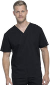 BLACK - Cherokee Workwear Professionals Unisex Pocketless Tuckable V-Neck Scrub Top for Nursing - Image 1