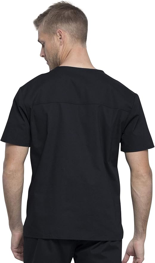 BLACK - Cherokee Workwear Professionals Unisex Pocketless Tuckable V-Neck Scrub Top for Nursing - Image 2