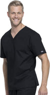 BLACK - Cherokee Workwear Professionals Unisex Pocketless Tuckable V-Neck Scrub Top for Nursing - Image 4