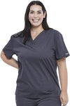 PEWTER - Cherokee Workwear Professionals Unisex Pocketless Tuckable V-Neck Scrub Top for Nursing - Image 1