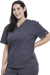 PEWTER - Cherokee Workwear Professionals Unisex Pocketless Tuckable V-Neck Scrub Top for Nursing - Image 2
