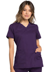 EGGPLANT - Cherokee Workwear Revolution Tech Women's 2 Pocket V-Neck Scrub Top - Image 1