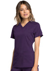 EGGPLANT - Cherokee Workwear Revolution Tech Women's 2 Pocket V-Neck Scrub Top - Image 2