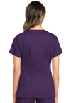 EGGPLANT - Cherokee Workwear Revolution Tech Women's 2 Pocket V-Neck Scrub Top - Image 3