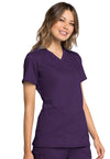 EGGPLANT - Cherokee Workwear Revolution Tech Women's 2 Pocket V-Neck Scrub Top - Image 4