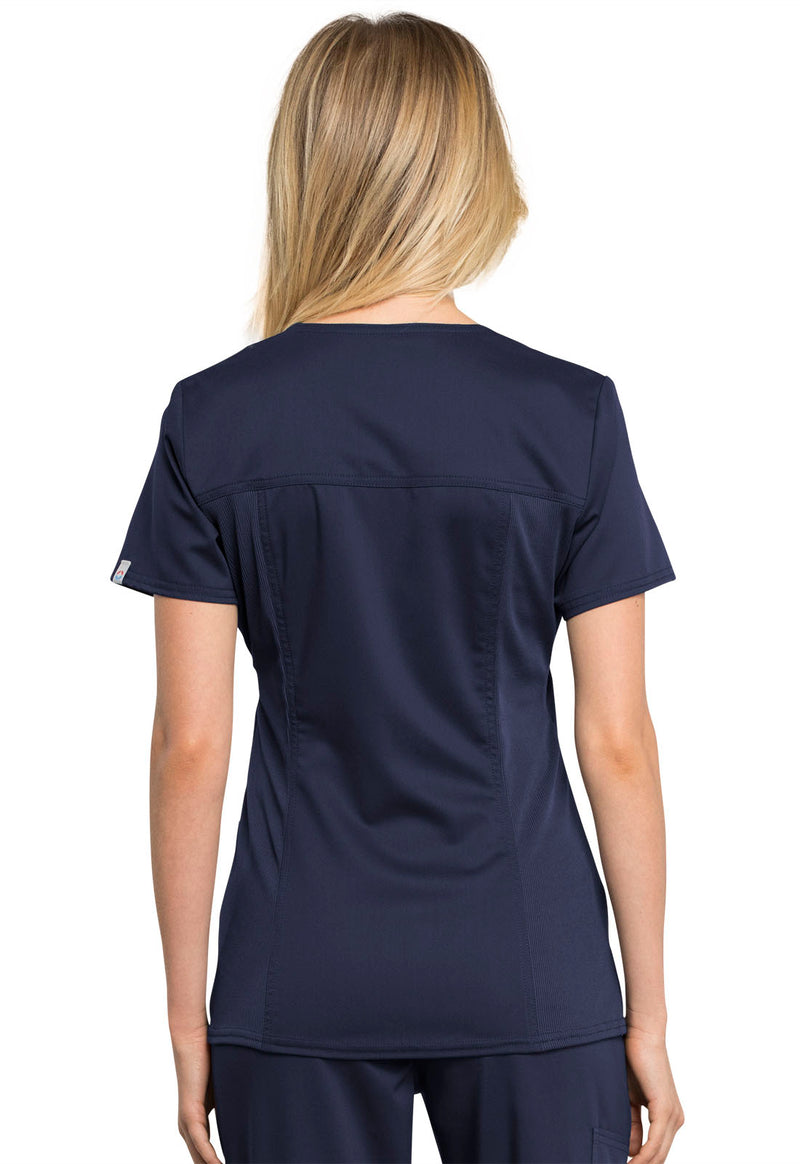 NAVY - Cherokee Workwear Revolution Tech Women's 2 Pocket V-Neck Scrub Top - Image 3