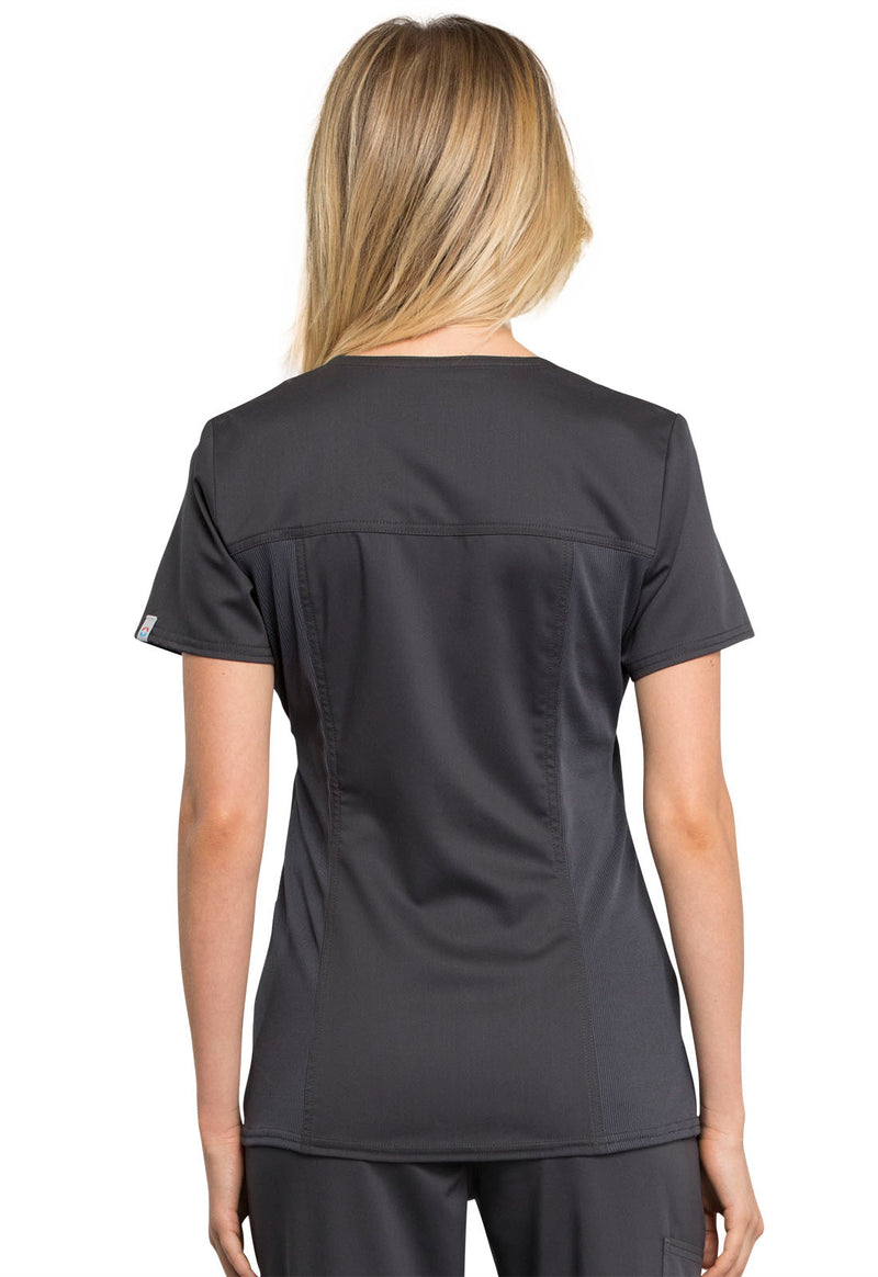 PEWTER - Cherokee Workwear Revolution Tech Women's 2 Pocket V-Neck Scrub Top - Image 3